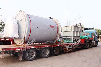A ball mill being transported to the processing plant